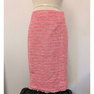J. Crew Colorful Pink Cream Metallic Tweed Pencil Skirt sz 6 Officewear Barbie